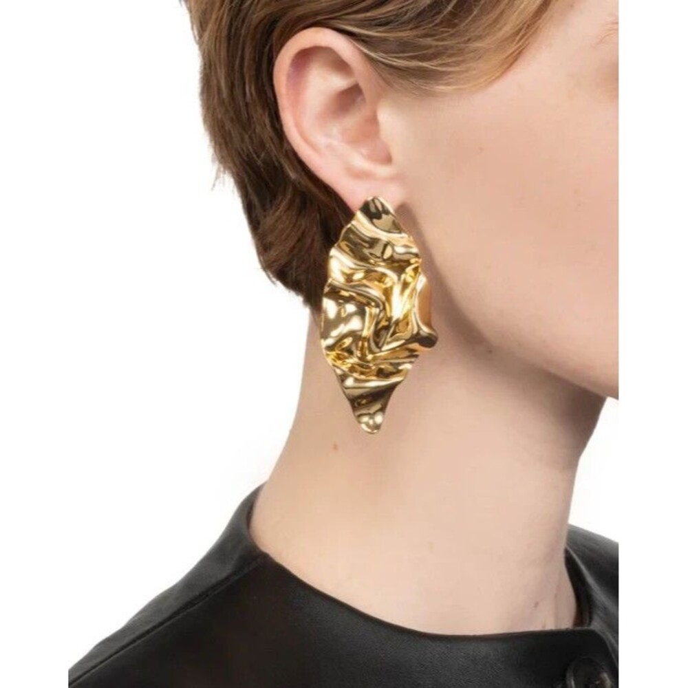 Alexis Bittar Crumpled Large Post Earrings 14k gold plated NWOT